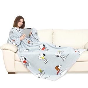 Sleeve blanket Kanguru Snoopy blanket, polyester, GRAY WITH sleeves