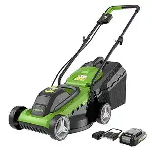 Akku rasenmaeher greenworks 24v 33cm 30 l grasfaengertasche