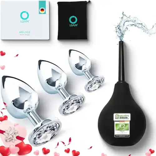 Analdusche 13AM Analplug Set in drei Größen aus Metall