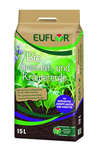 Terreno di coltivazione Euflor 15 L terriccio biologico per semi ed erbe, fine