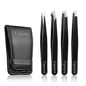 Eyebrow tweezers Upmore 4x tweezers set stainless steel - black set