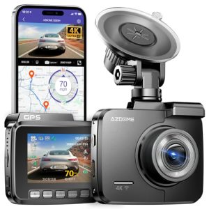 4K çözünürlüklü Azdome araba kamerası, GPS'li WiFi araç kamerası