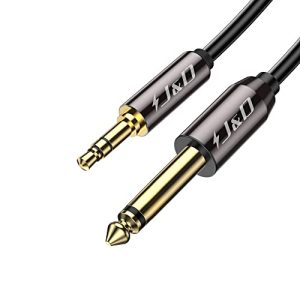 Cable auxiliar J&D 6,35 mm 1/4 pulgada TS a 3,5 mm 1/8 pulgada TRS cable
