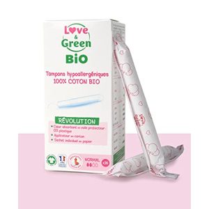 Økologisk tampong Love & Green, hypoallergen, med applikator, 16 stk