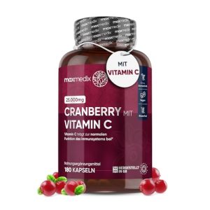 Cápsulas de Cranberry maxmedix Cranberry com vitamina C – 25.000 mg