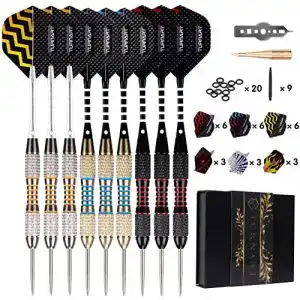 Dartpfeile turnart metallspitze 9 stueck 24 gramm steeldarts profi