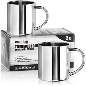 Stainless steel mug com-four ® 2x stainless steel thermo mug – 300 ml