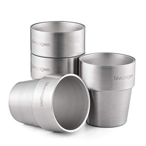 Stainless steel mug Hivexagon 300ml set of 4 double-walled stainless steel
