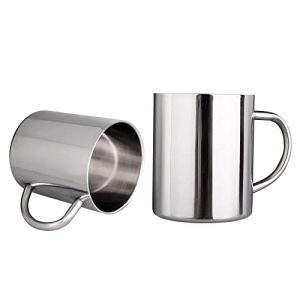 Stainless steel mug IMEEA 400ml Brushed stainless steel double-walled mug