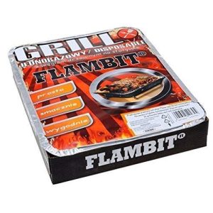Flambit to go disposable grill, ignition aid, charcoal, aluminum tray, set of 2