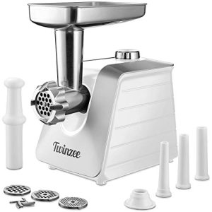 Twinzee electric meat grinder with sausage stuffer 1500W, white
