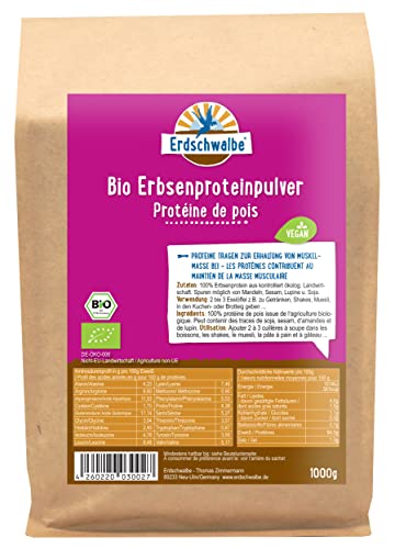 Proteína de Ervilha Orgânica Erdschwalbe – Proteína em Pó Vegana – 1 Kg