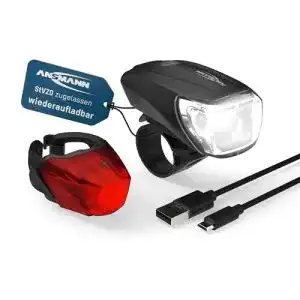 Fahrradlicht ansmann set stvzo zugelassen mit cree led 140 m