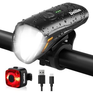 Cykellygte Deilin sæt, op til 70 lux LED cykelbelysning USB