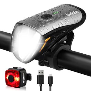 Set di luci per bicicletta Deilin, illuminazione per bicicletta a LED fino a 70 lux USB