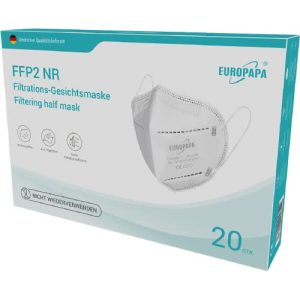 FFP2-maskers EUROPAPA 20x FFP2 witte maskers ademhalingsmasker 5-laags
