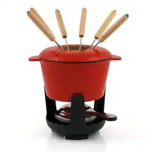 Fondue set bbq toro gusseisen fuer 6 personen 1 liter fondueset