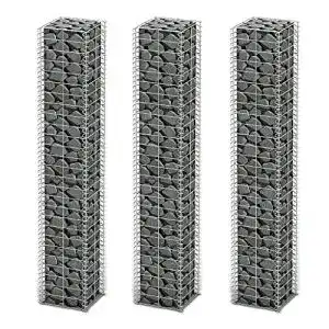Gabionen vidaxl 3x gabione verzinkter stahl 25x25x150 cm