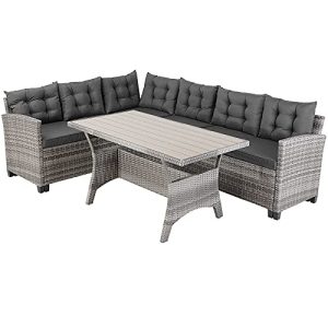 Havemøbler Casaria ® polyrattan hjørne lounge sæt WPC