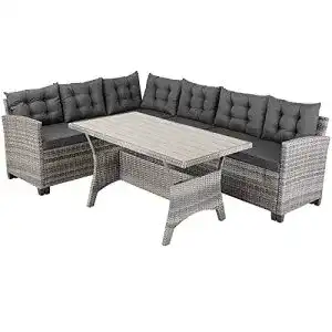 Gartenmoebel casaria polyrattan ecklounge set wpc