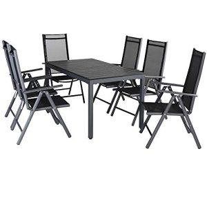 Móveis de jardim Casaria ® conjunto de 6 cadeiras com mesa WPC 140x80cm