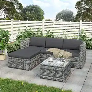 Gartenmoebel merax polyratten lounge set 4 sitzer ecklounge