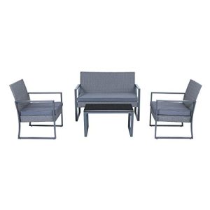 Mobiliario de jardín SVITA LOIS XL grupo de asientos de polirratán metal