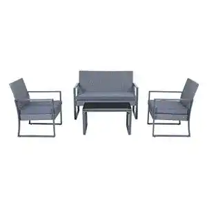 Gartenmoebel svita lois xl poly rattan sitzgruppe metall