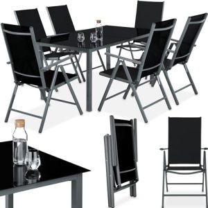 Mobiliario de jardín tectake ® conjunto de asientos sillas plegables de aluminio