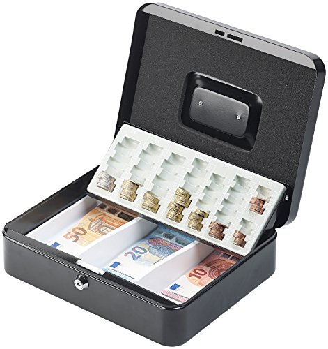 Geldkassette Xcase Kasse mit Schlüssel: Stahl-, Münzzählbrett