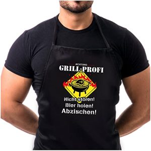 Grillförkläde LP&Z för män med tryck, Attention barbecue professional