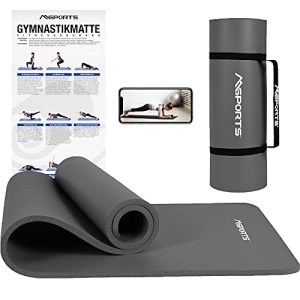 MSPORTS Premium gymnastics mat including carrying strap, exercise poster
