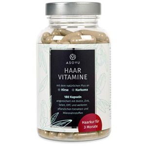 Haar-Vitamine Asoyu – 180 vegane Kapseln (Haarkur für 3 Monate)