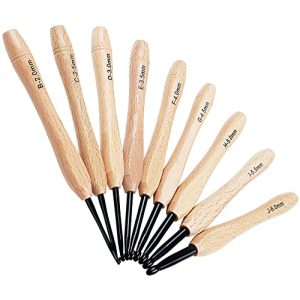 Набор крючков для вязания Coopay с деревянной ручкой, 9 шт., эргономичный металл