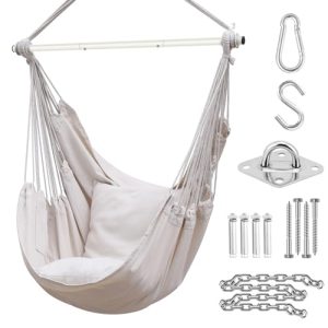Ohuhu hanging chair with 2 cushions and ceiling hook kit, outdoor