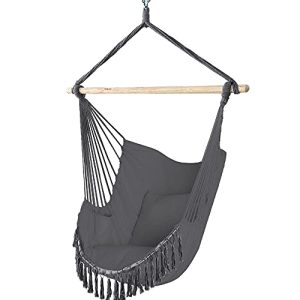 VOUNOT hanging chair with 2 cushions & book compartment, hanging chair XXL