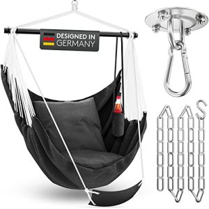 Wellax hanging chair with footrest – weatherproof hanging chair