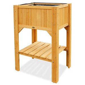 Raised bed (wood) HABAU “Compact” with shelf, 60 x 45 x 89 cm
