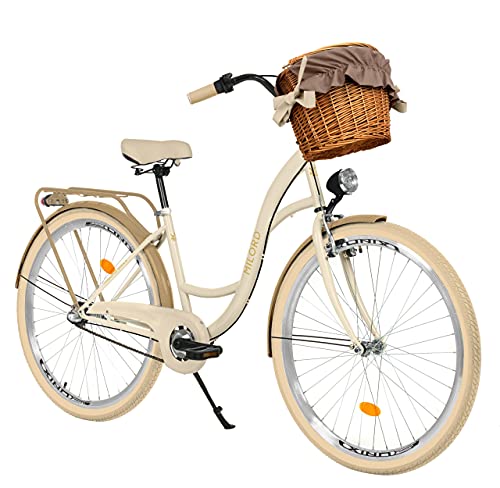 Hollandrad Milord Bikes Milord Komfort Fahrrad mit Weidenkorb