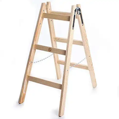 Holzstehleiter mit 2x3 Stufen für Haushalt und Werkstatt