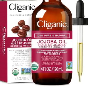 Huile de Jojoba Cliganic bio 100% pure, 120ml, bio 100% pressée à froid