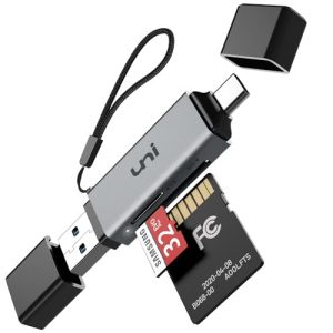 Lecteur de carte uni SD, USB 3.0, USB C Aluminium 2en1, adaptateur OTG