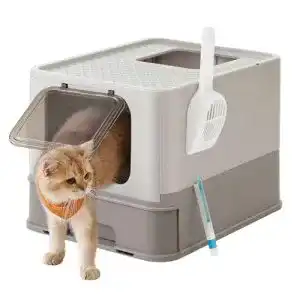 Katzentoilette feandrea katzenklo mit deckel ausziehbar