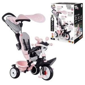 Triciclo per bambini Smoby - Baby Driver Plus Pink - Triciclo per bambini 3 in 1