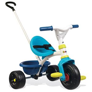 Triciclo infantil Smoby - Triciclo Be Fun azul - con barra de empuje, asiento