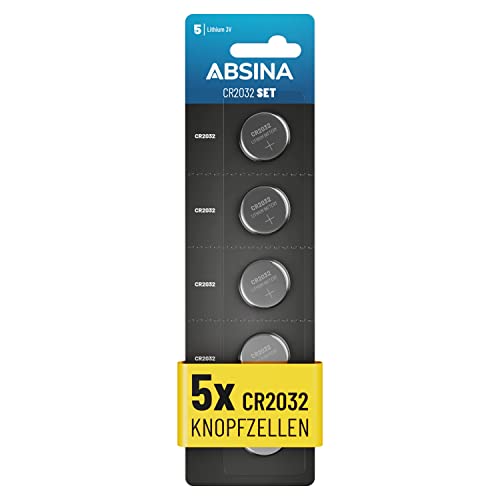 Knopfzelle ABSINA CR2032 3V 5er Pack Batterien CR2032