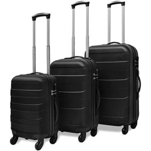 Bavul seti 3 parça vidaXL 3X seyahat bavulu siyah arabalı bavul seti