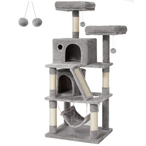 Feandrea scratching post, cat tree with 2 cuddly caves, 155 cm