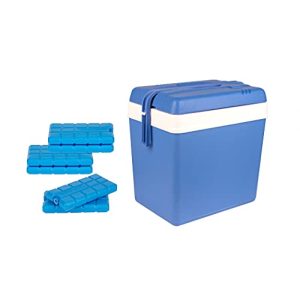 Glacière BigDean 24 litres bleu/blanc avec 6 blocs réfrigérants