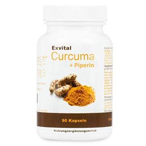 Cápsulas de cúrcuma EXVital Curcuma + Bioperin ® – curcumina em altas doses